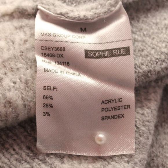 SOPHIE RUE Crewneck Sweater Thick Stripes in Gray and White Size Medium - Picture 6 of 6